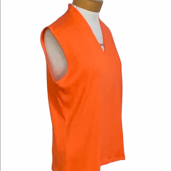 Rafaella Sleeveless Orange V-neck Petite Large - Picture 3 of 6